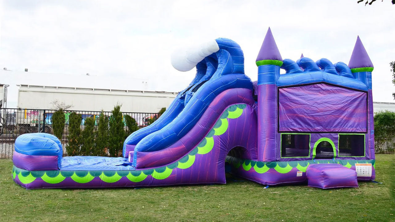 bounce house with a water slide