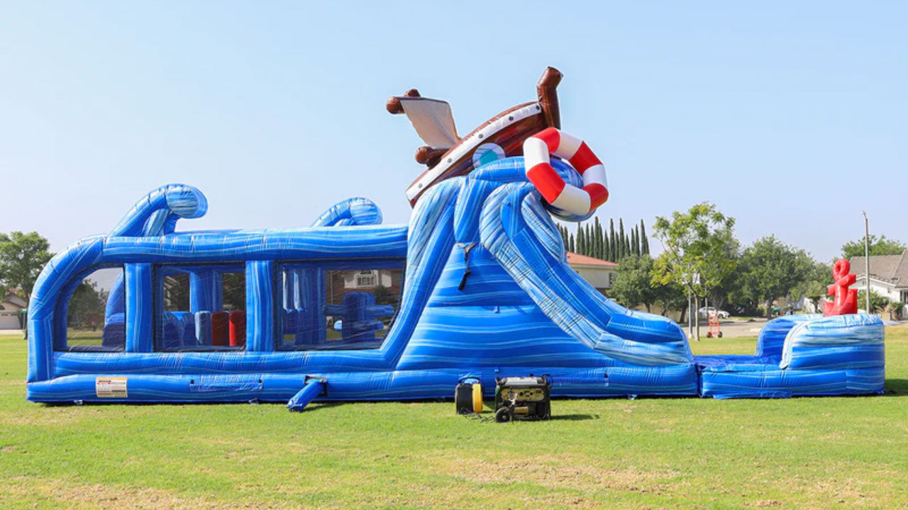 pirate-themed inflatable obstacle courses