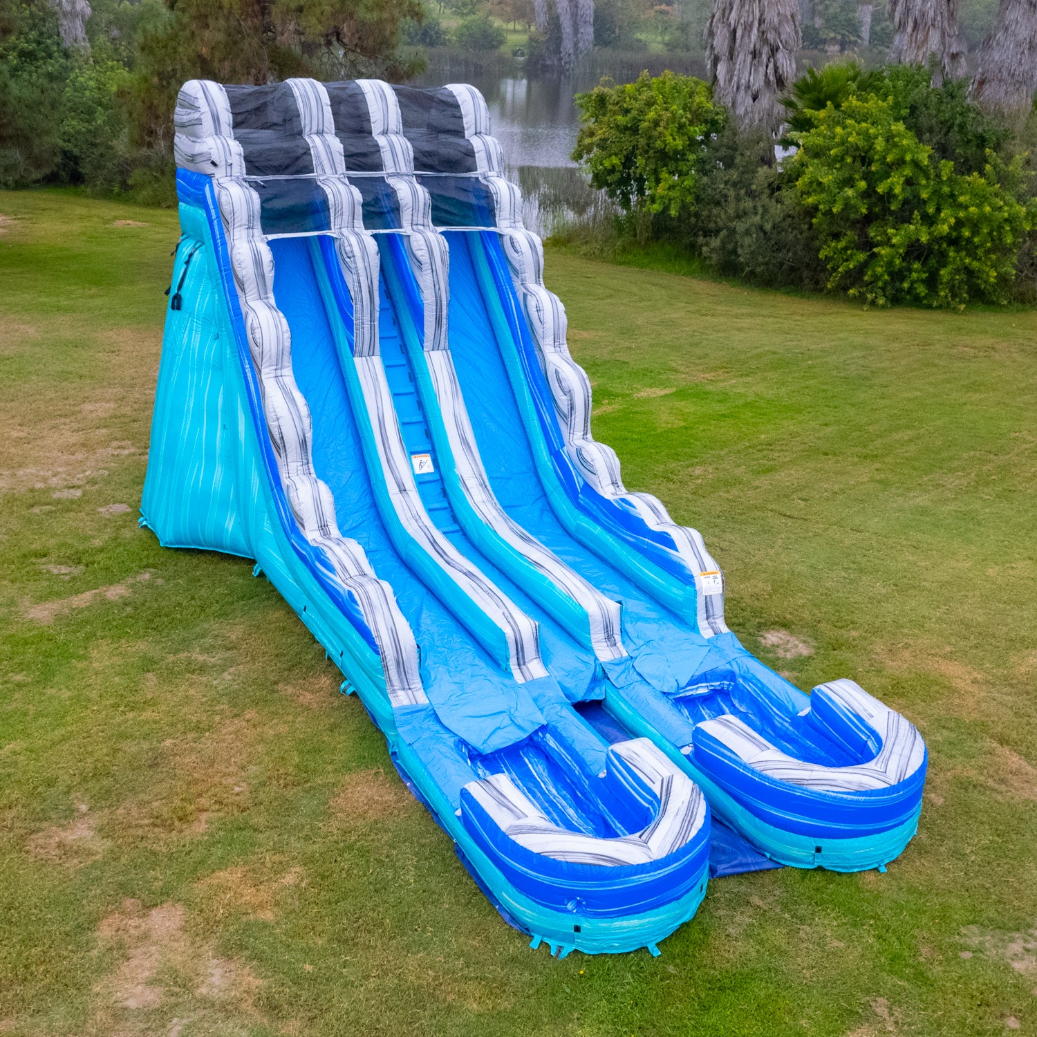 OCEAN BLUE 19 FT DUAL LANE DOUBLE POOL SLIDE