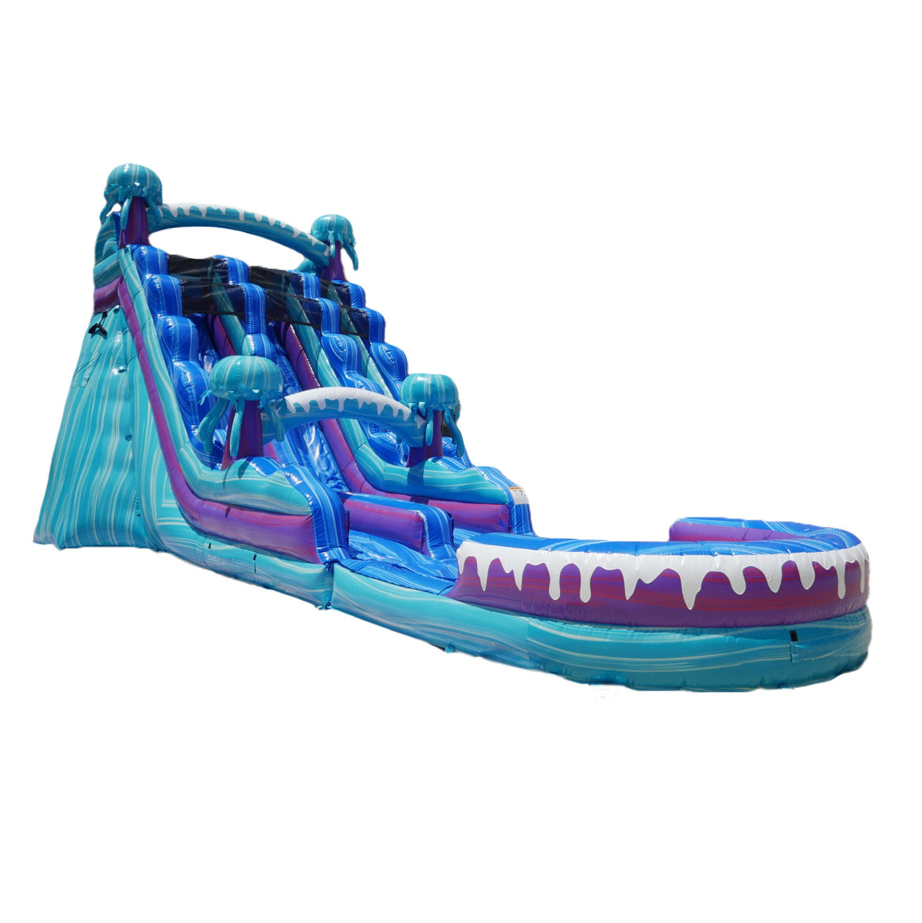 Electric 20 ft dual lane slide with a detachable pool